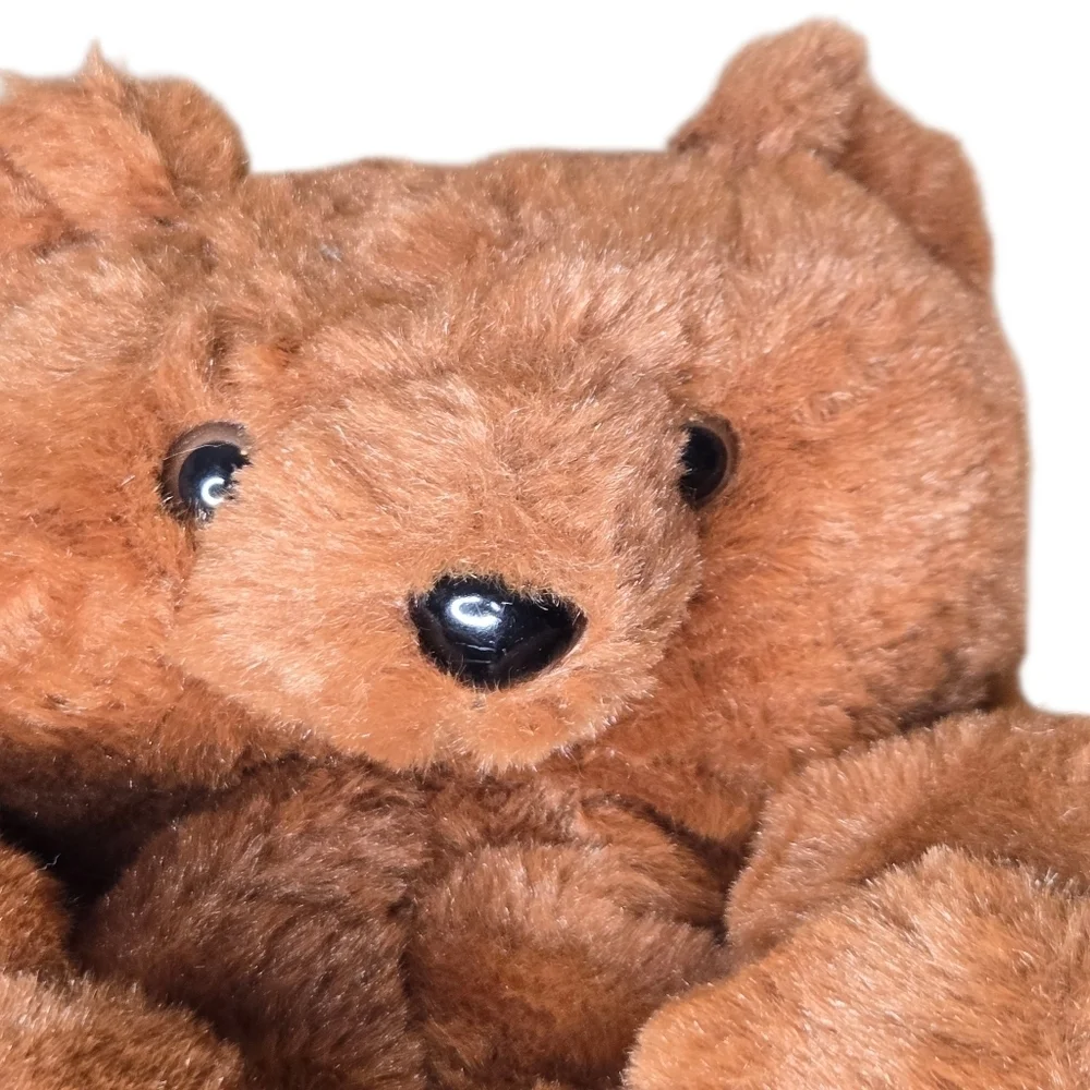 Kids Youth Brown Soft Fuzzy Teddy Bear Comfort Lounge House Slippers One Size